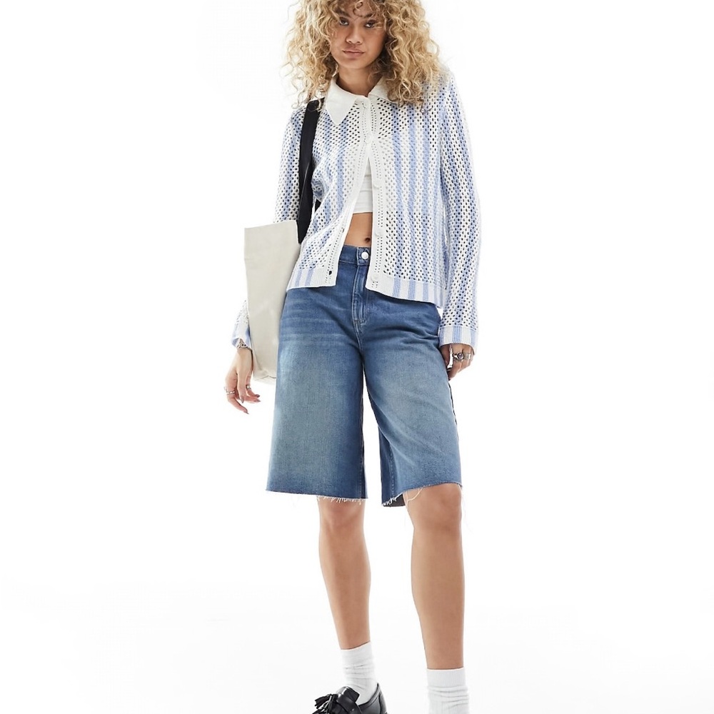 ASOS Blue and White Women's Cardigan